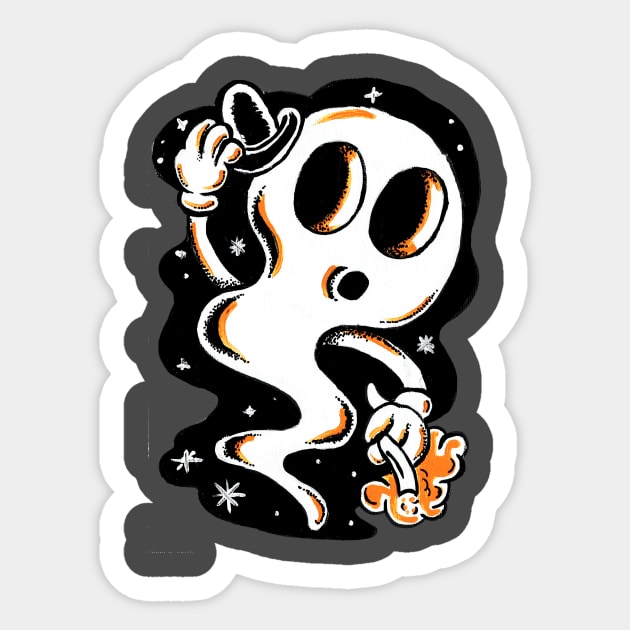 Smokin' Ghost Sticker by PungentBasementArt